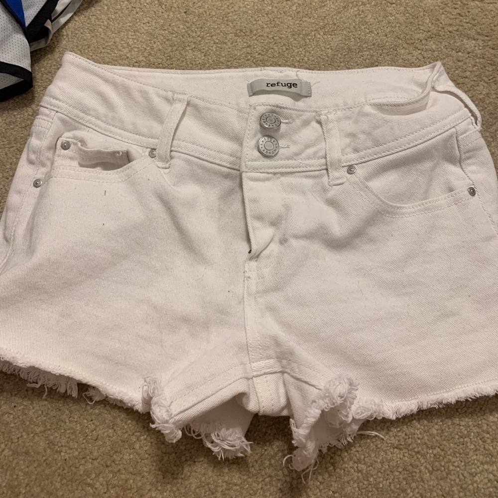 White jean shorts
